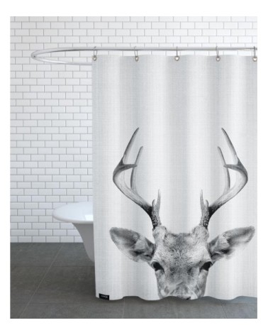 Rideau de douche en polyester en blanc & noir 150x200