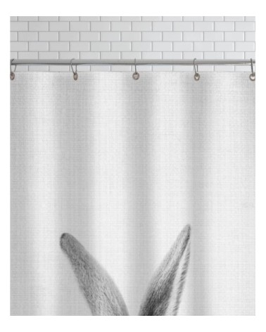 Rideau de douche en polyester en blanc & gris 150x200