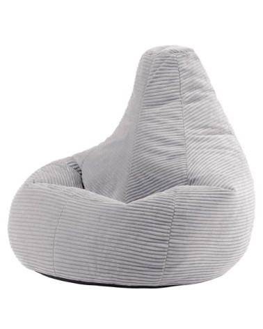 Pouf poire à dossier haut velours côtelé gris clair