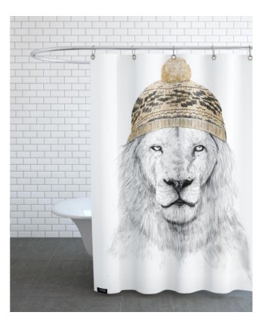 Rideau de douche en polyester en blanc & gris 150x200