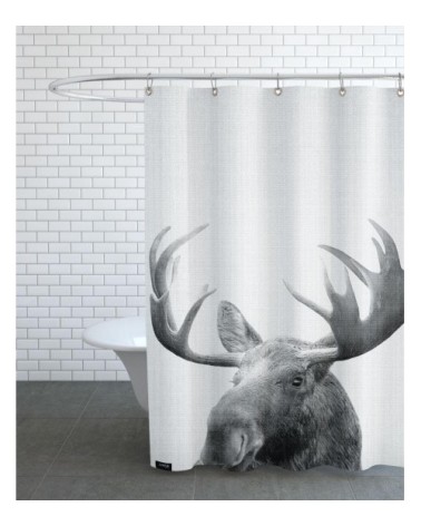 Rideau de douche en polyester en blanc & gris 150x200