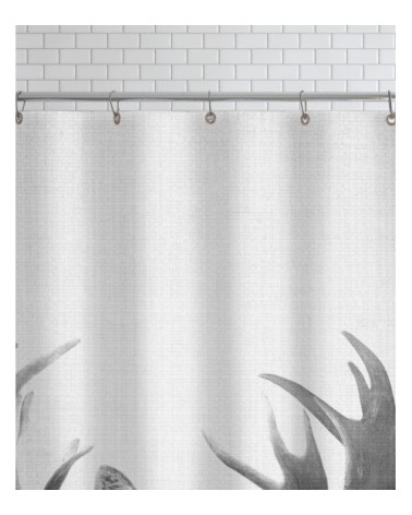 Rideau de douche en polyester en blanc & gris 150x200