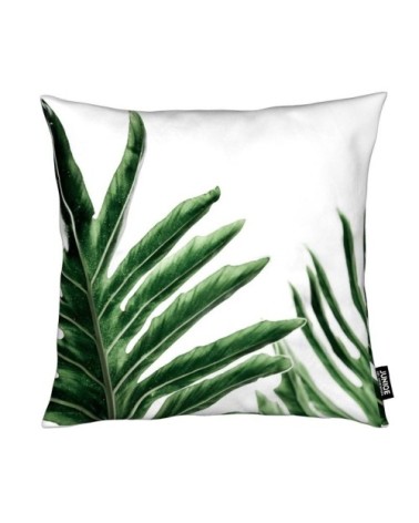 Coussin en microfibre en blanc & vert 50x50