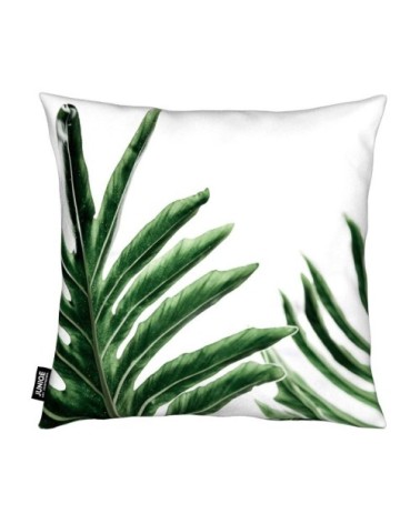 Coussin en microfibre en blanc & vert 50x50