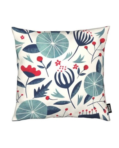 Coussin en microfibre en blanc ivoire & bleu 30x30