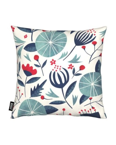 Coussin en microfibre en blanc ivoire & bleu 30x30