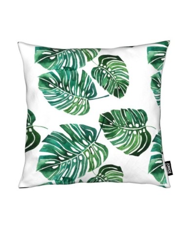 Coussin en microfibre en blanc & vert 30x30