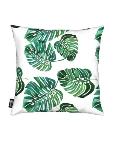 Coussin en microfibre en blanc & vert 30x30