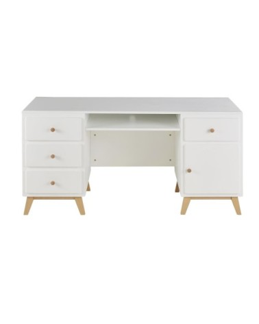 Bureau 4 tiroirs 1 porte 1 niche blanc