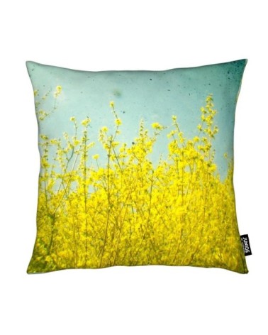 Coussin en microfibre en bleu & jaune 50x50