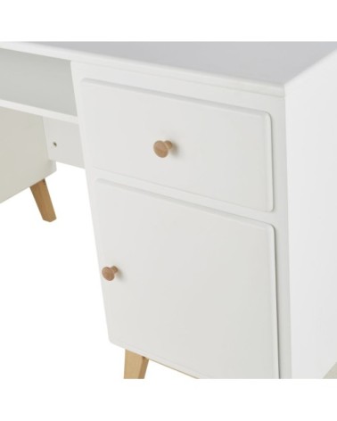 Bureau 4 tiroirs 1 porte 1 niche blanc