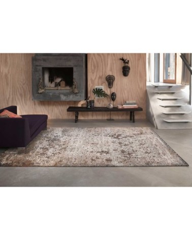 Tapis tissé baroque vintage avec relief marron beige gris 170x120