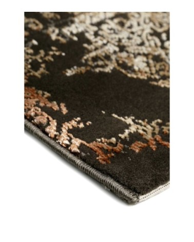 Tapis tissé baroque vintage avec relief marron beige gris 170x120
