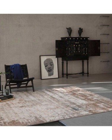 Tapis tissé baroque vintage avec relief beige brique bleu 170x120