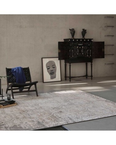 Tapis tissé baroque vintage avec relief gris beige 290x240