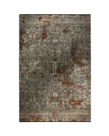 Tapis tissé baroque vintage avec relief marron beige 225x160