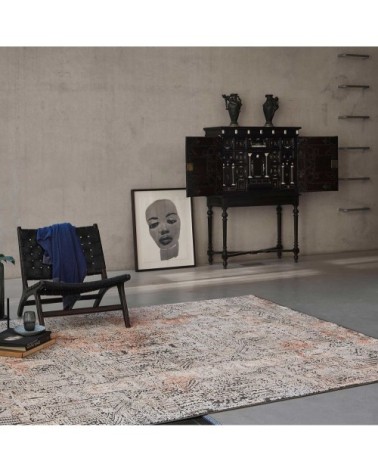 Tapis tissé baroque vintage avec relief marron beige 225x160