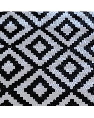 Tapis de bain graphisme et pompons" coton noir/blanc x"