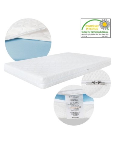Matelas 200x120x16 cm déhoussable certifié Oeko-Tex 100 housse lavable