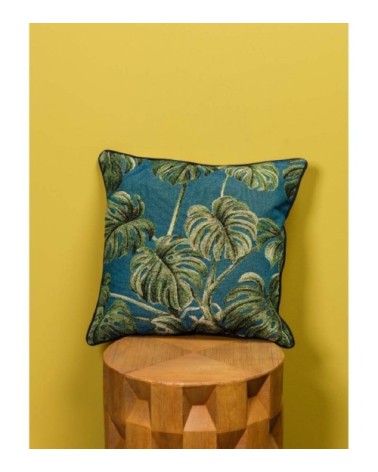 Coussin déco feuille tropicale 45x45