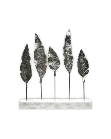 Feuilles en métal sur socle h 52 cm  blanc 50x8x52 cm