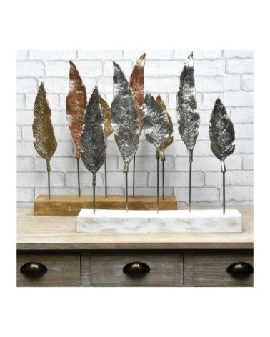 Feuilles en métal sur socle h 52 cm  blanc 50x8x52 cm