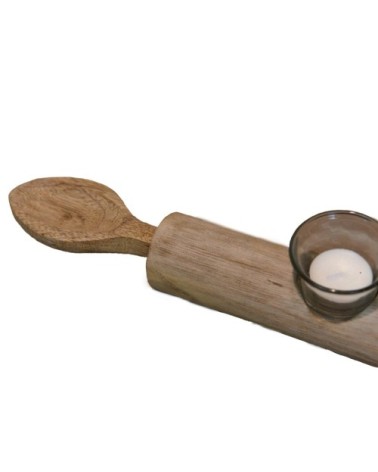 Photophore en forme cuillère  naturel 47x7x9 cm