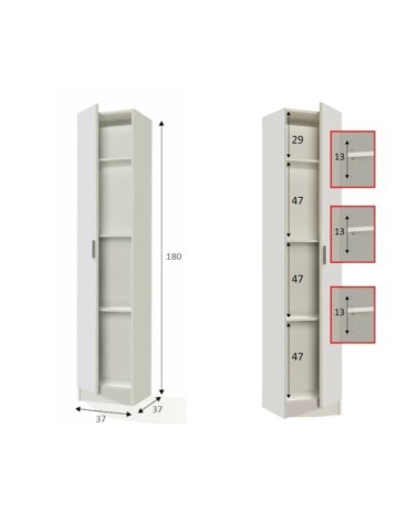 Armoire polyvalente 1 porte effet bois blanc 37x37 cm