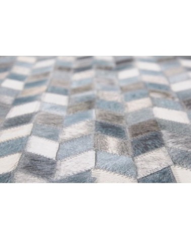 Tapis moderne en cuir de vache  artificielle bleu 80x150