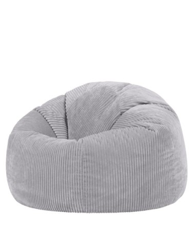 Pouf velours côtelé gris clair
