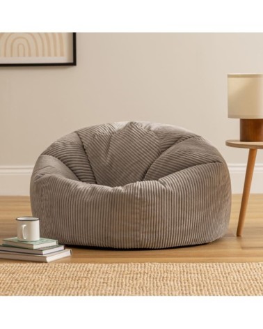 Pouf velours côtelé gris clair