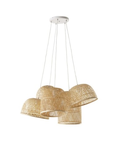 Suspension grappe 5 abat-jours en bambou tressé