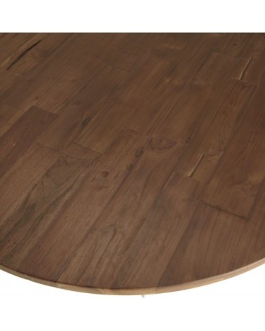 Table basse coque en teck recyclé métal blanc D120