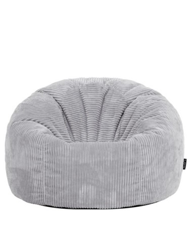 Pouf velours côtelé gris clair