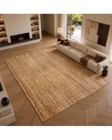 Tapis en jute tressé main lignes naturel 160x230