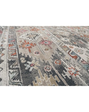 Tapis exterieur plat motif kilim vintage gris 200x133