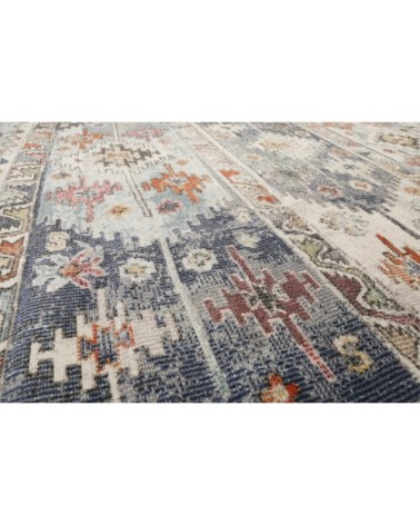 Tapis exterieur plat motif kilim vintage bleu 225x160