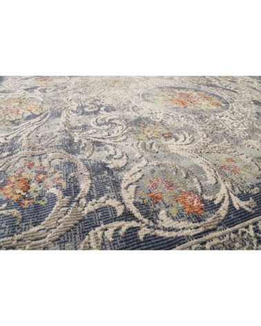 Tapis exterieur plat baroque vintage bleu 150x80