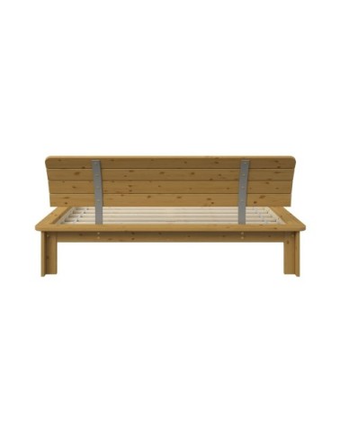 Lit rangement en bois massif avec 2 tiroirs 160 x 200 cm