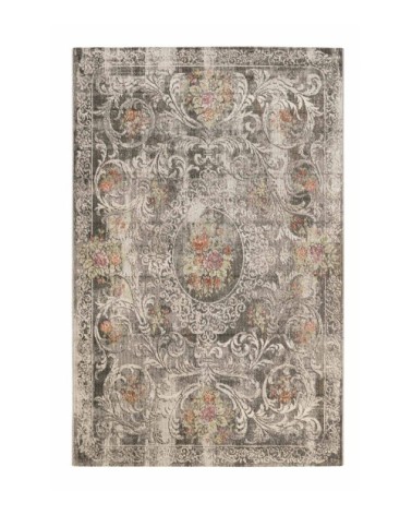 Tapis exterieur plat baroque vintage gris 150x80
