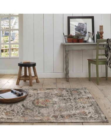 Tapis exterieur plat baroque vintage gris 150x80