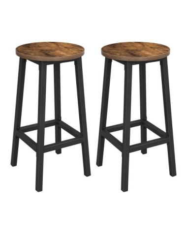 Tabourets de bar lot de 2 marron rustique et noir