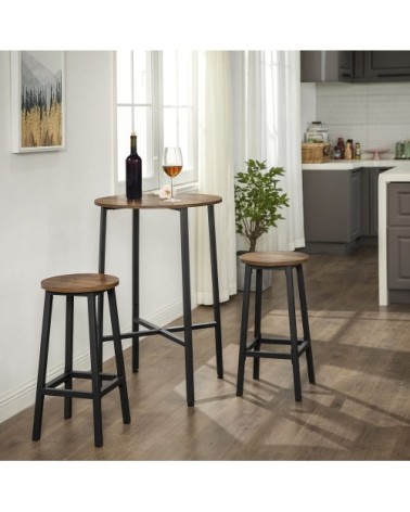 Tabourets de bar lot de 2 marron rustique et noir