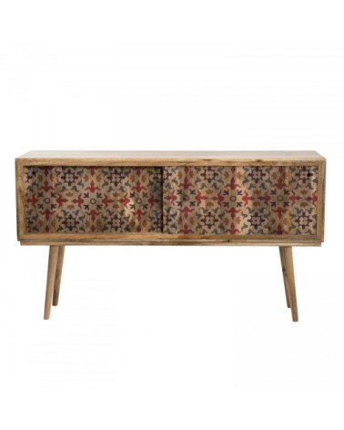 Console 2 portes coulissantes 1 étagère en manguier