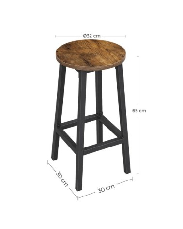 Tabourets de bar lot de 2 marron rustique et noir