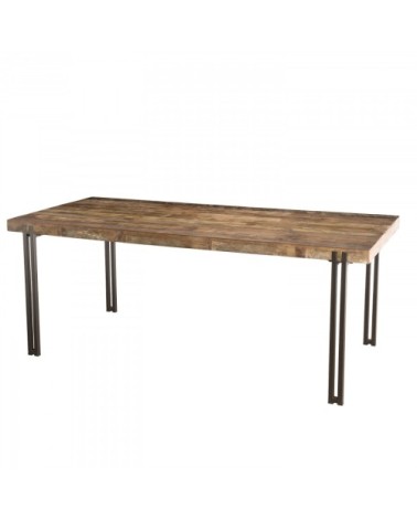 Table à manger en teck recyclé acacia mahogany pieds métal noir L200