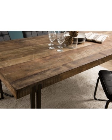 Table à manger en teck recyclé acacia mahogany pieds métal noir L200