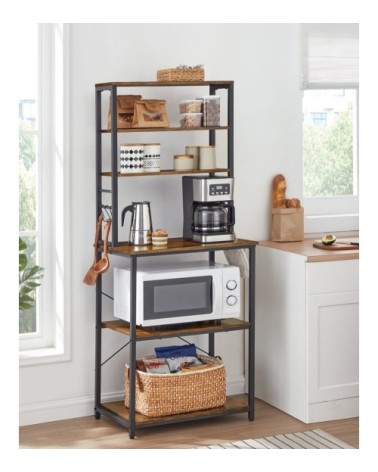 Étagère de cuisine style industriel effet bois marron rustique