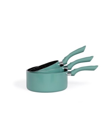 Set de 3 casseroles aspect pierre en aluminium vert