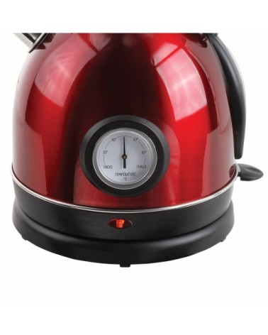 Bouilloire rétro avec thermomètre en acier inoxydable rouge